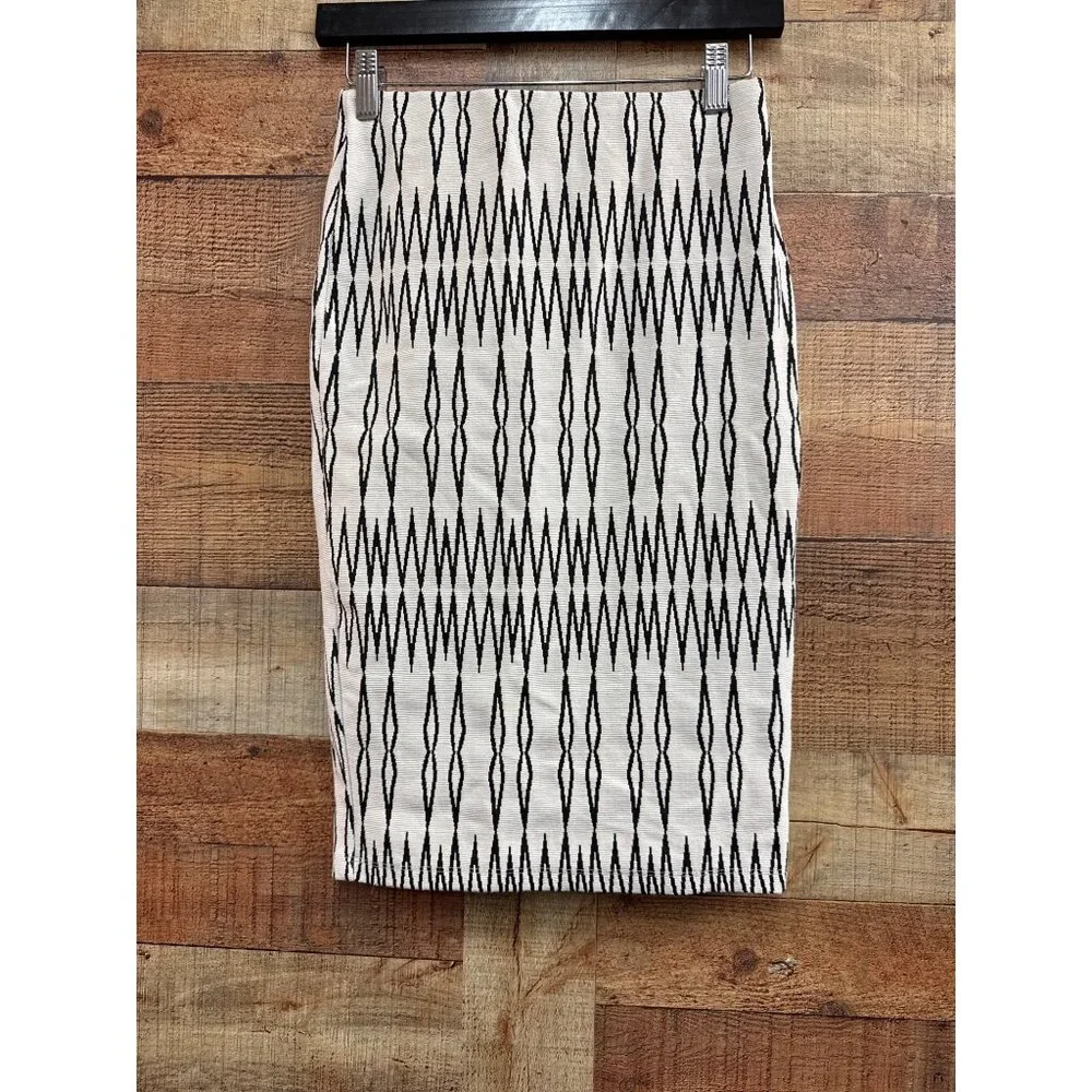 Zara Textured Midi Pencil Skirt Black & White Size Small